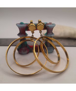 Vintage Estate Crown Trifari Gold Tone Double Hoop Clip On Earrings - €34,39 EUR