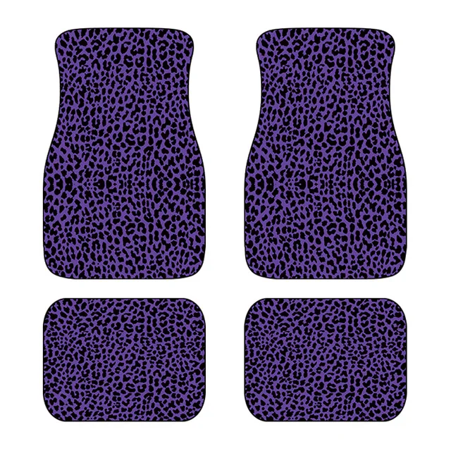 Purple Leopard Animal Print Front Rear Carpet Car Truck SUV Floor Mats Full Set - £34.24 GBP
