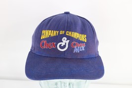 Vintage 90s General Mills Cereal Chex Chex Mix Buckle Strapback Hat Cap Blue - £19.67 GBP