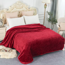 Flower Burgundy - 75&quot; x 91&quot; - Clearance Mink Blanket Embossed Craft Blanket - £59.40 GBP