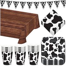 Cow Print Party Pack - Black and White Cow Paper Dessert Plates, Napkins... - $15.26+
