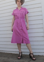 Vintage Dark Pink Dress Cotton Casual XS - £29.88 GBP