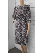 Retro Dress 80s Floral Print Beige Brown Black Vintage 1980s  - €24,15 EUR