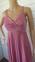 70s Pleated Maxi Dress Pink Sleeveless Vintage 1970s Full Long Bridesmai... - £39.49 GBP