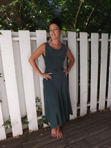Vintage 50s Green Dress Button Back Casual Sleeveless Corduroy S - £39.84 GBP