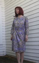 1960s Floral Dress Vintage 60s Purple Print Sleeveless with Jacket XS S - £54.35 GBP