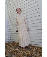 Sheer Lace Dress 1980s Formal Pale Chiffon Peach New Old Stock Vintage  - $62.00