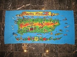 Puerto Rico Island Map 30&quot;x60&quot; Cotton Beach Towel - $22.88