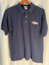 BRONCOS Polo Shirt- Team NFL Apparel- Blue Shirt S/S Football EUC Medium - £8.37 GBP