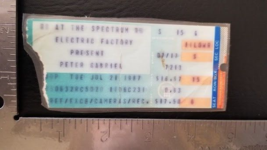 PETER GABRIEL / GENESIS - VINTAGE LAMINATED JULY 21, 1987 CONCERT TICKET... - £9.47 GBP