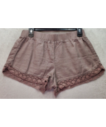 Aéropostale Bermuda Shorts Women Size Medium Brown Lace Trim Linen Elast... - £16.74 GBP