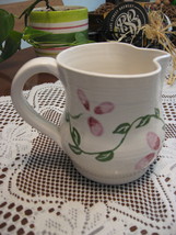 Creamer/Small Pitcher-Hand Crafted-Stoneware-Flowers &amp; Vine-Signed - £6.29 GBP