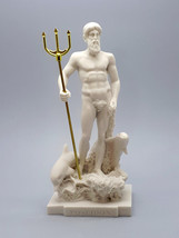 Poseidone greco romano dio del mare Nettuno statua in marmo fuso scultur... - $48.16
