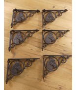 6 Cast Iron Style HORSE Brackets Garden Braces Shelf Corbels Rustic Corb... - $46.99