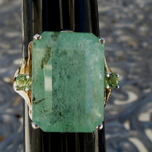 New Designer Huge 16.20 carat Columbian Emerald, Peridot 14k gold ring sz 7.2 - £5,089.06 GBP