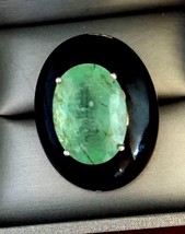 Estate Huge 11.8 carat Genuine Columbian Emerald 14k gold enamel ring  Sz 6 - £5,302.12 GBP