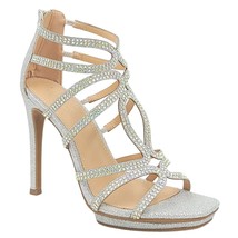 Thalia Sodi Women Caged Gladiator Sandals Remini Size US 8M Silver / Rhinestones - £20.33 GBP