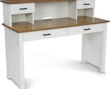 Portsmouth Writing Desk And Hutch, White,Brown - $555.99