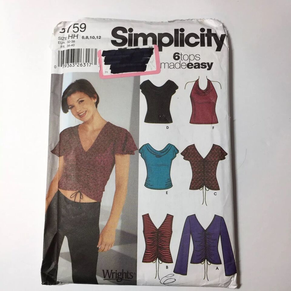 Simplicity 5759 Size 6-12 Misses' Knit Tops - $12.86