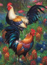 Chicken Rooster Meadow Flowers Garden Ceramic Tile Mural Backsplash Medallion - £46.68 GBP+