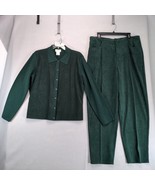 Talbots Green 2pc Outfit Women&#39;s 18/L Wool Blend Shirt &amp; Faux Suede 35x3... - $56.01 CAD