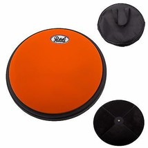 PAITITI 8 Inch Silent Practice Drum Pad Round Shape w Carrying Bag Orange Color - £15.97 GBP