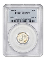 1946-S 10C PCGS MS67FB - £162.45 GBP