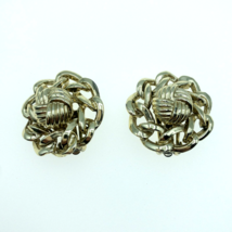 Vintage Coro Round Goldtone Clip On Earrings Knotted Knot Linked Links 1&quot; - £6.26 GBP
