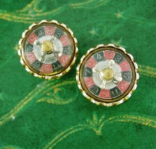 Roulette Wheel Cuff links THAT SPINS Casino Cufflinks Vintage Gambling Mechanica - £232.14 GBP