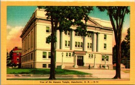 Masonic Temple Manchester New Hampshire NH UNP Linen Postcard  - $3.91