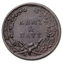 1863 Civil War Token ARMY &amp; NAVY F-6c/314, AU Condition - £53.71 GBP
