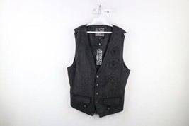 New Affliction Mens Large Spell Out MMA Herringbone Buckle Back Vest Jacket - £78.91 GBP