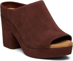 TOMS Ladies Size 8 Florence Slip-On Peep Toe Platform Sandals, Chestnut Suede - £32.16 GBP
