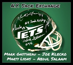 KLECKO, GASTINEAU, LYONS, SALAAM AUTOGRAPHED SIGNED NY JETS MINI HELMET ... - $178.19