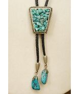Vintage Southwestern Jewelry Amazonite Blue Gemstone Rough BOLO Tie Neck... - $28.70
