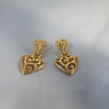 14K Yellow Gold Plated Floral Vine Filigree Stud Dangle Earrings 3cm 1.25in .5oz - £39.92 GBP