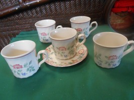 Churchill Dinnerware Briar Rose Staffordshire England-1 Cup &amp; Saucer &amp; 4 Cups - £23.32 GBP