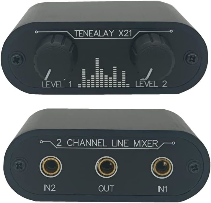Tenealay 2 Way Audio Mixer 3.5Mm Un-Powered Mixer, 2 To 1 Stereo Aux 3.5... - $35.98