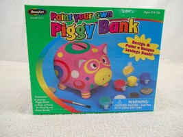 Kids Craft Paint Your Own Piggy Bank w/ Paint &amp; Brush in Box New - £7.70 GBP