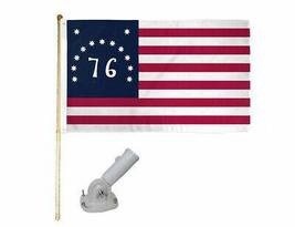 5&#39; Wooden Flag Pole Kit W/Nylon White Bracket 3x5 Bennington 76 Polyester Flag - £27.44 GBP