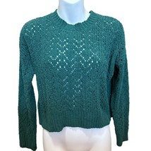 American Eagle Open Knit Cropped Boxy Sweater Green Size XS New - £15.29 GBP