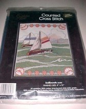 Golden Bee Sailboats Counted Cross Stitch Kit 8&quot; x 10&quot; Frame Included 19... - £9.19 GBP