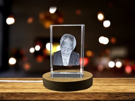 LED Base included | Nelson Mandela 3D Engraved Crystal - Celebrate the Legacy - £31.11 GBP+