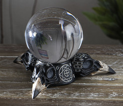 Wicca Psychic Raven Skulls Sacred Geometry Crystal Glass Gazing Ball Fig... - £29.53 GBP