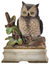 Vintage Royal Crown J Byron Brown Owl Branch Beautiful Windup Musical Figurine - £9.42 GBP