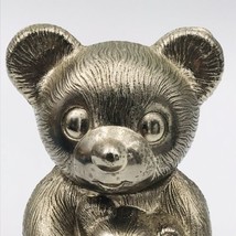 Vintage Godinger Silver Plate Teddy Bear &amp; Baby Coin Bank 5&quot; Tall  - £9.76 GBP