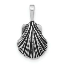 NEW Sterling Silver Polished Antiqued and Textured Scallop Shell Pendant - £20.30 GBP