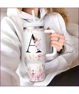 40oz A-Z Letter Stainless Tumbler with Straw &amp; Lid – Hot/Cold, Gift for Her - €34,55 EUR