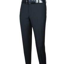Men Suit BERLUSCONI Italian Wool 180's Pin Stripe One Button Peak UGS95-01 Navy image 11
