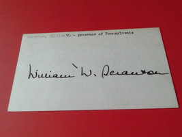 GOVERNOR  WILLIAM  W. SCRANTON   ORIGINAL  SIGNED  AUTOGRAPHED  INDEX  C... - £40.05 GBP